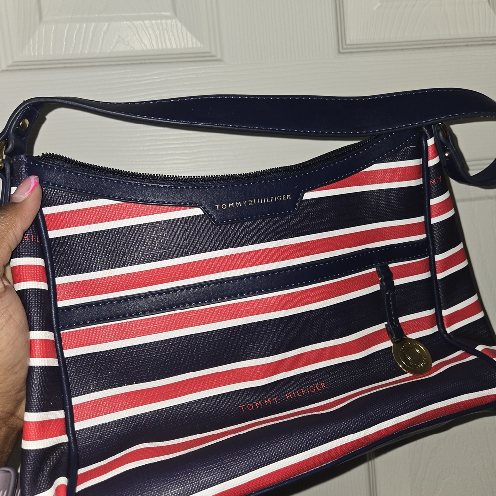 Tommy Hilfiger Navy and Red Striped Women's Bag